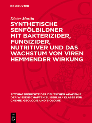 cover image of Synthetische Senfölbildner mit bakterizider, fungizider, nutritiver und das Wachstum von Viren hemmender Wirkung